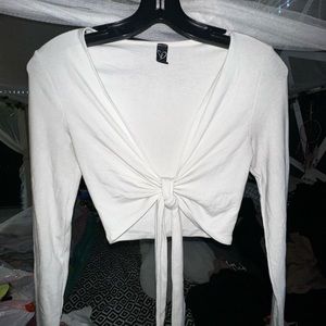 Long sleeve crop tie tops